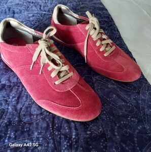 Cole Haan Pink and Tan Sneakers with Textured Suede